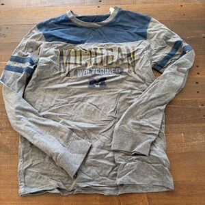 NCAA Gray and Blue Michigan Wolverines Men's Long Sleeve Shirt